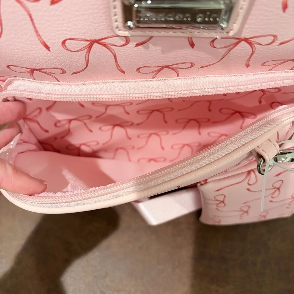 Madden Girl Pink Bow Mini Backpack Y2K Coquette NWT w/ Pouch Travel School